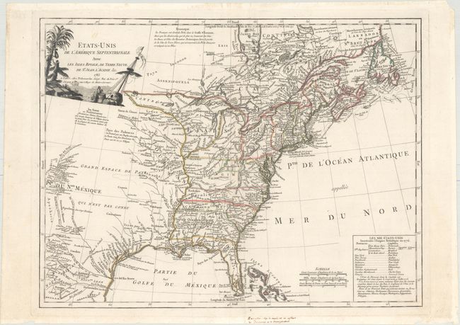 Etats-Unis de l'Amerique Septentrionale avec les Isles Royale, de Terre Neuve, de St. Jean, l'Acadie &c.