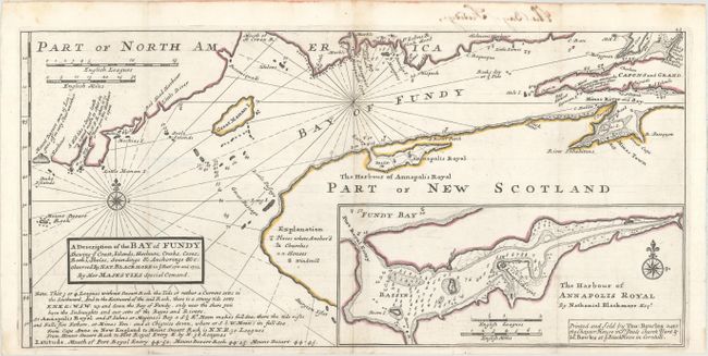 A Description of the Bay of Fundy Shewing ye Coast, Islands, Harbours, Creeks, Coves, Rocks, Sholes, Soundings & Anchorings &c. Observed by Nat. Blackmore in ye Years 1711 and 1712
