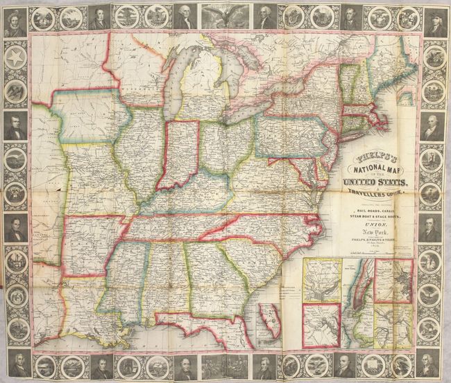 Phelps's National Map of the United States, a Travellers Guide. Embracing the Principal Rail Roads, Canals, Steam Boat & Stage Routes, Throughout the Union