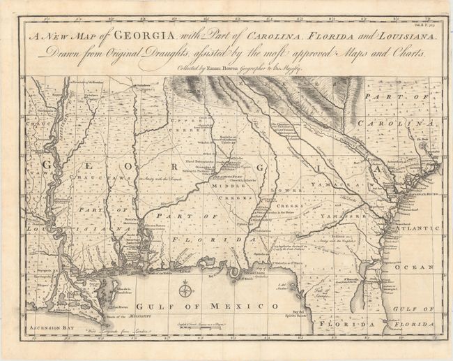 A New Map of Georgia, with Part of Carolina, Florida and Louisiana. Drawn from Original Draughts, Assisted by the Most Approved Maps and Charts