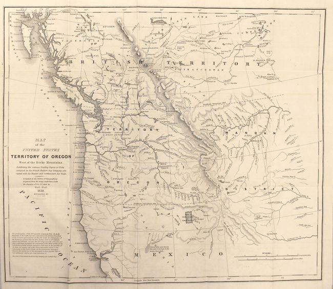 Map of the United States Territory of Oregon West of the Rocky Mountains, Exhibiting the Various Trading Depots or Forts Occupied by the British Hudson Bay Company Connected with the Western and Northwestern Fur Trade [with report]