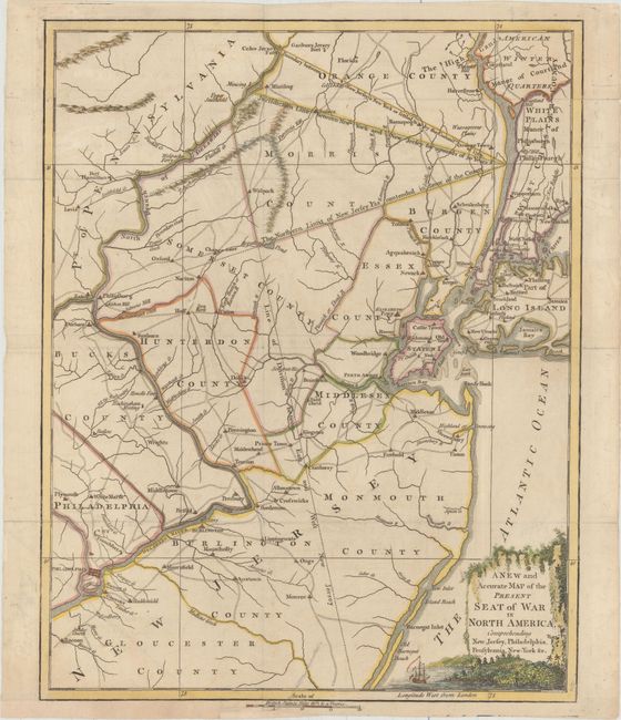 A New and Accurate Map of the Present Seat of War in North America, Comprehending New Jersey, Philadelphia, Pensylvania, New-York &c.