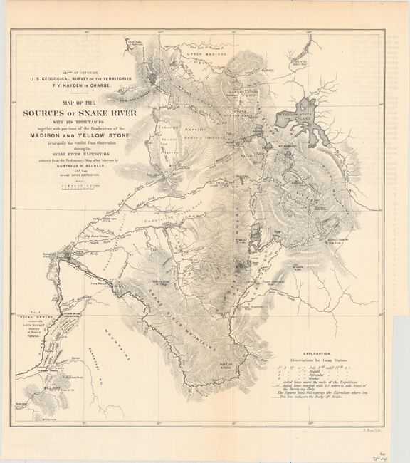 Map of the Sources of Snake River, with its Tributaries together with Portions of the Headwaters of the Madison and Yellow Stone