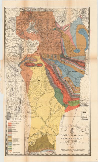 Geological Map of Western Wyoming Illustrating the Report of Mr. Theo. B. Comstock [with] Report Upon the Reconnaissance of Northwestern Wyoming, Made in the Summer of 1873