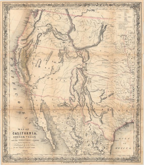 Map of California, Oregon, Texas, and the Territories Adjoining with Routes &c.