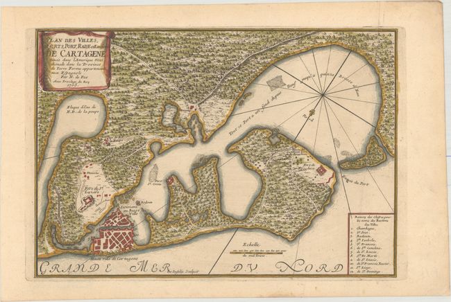 Plan des Villes, Forts, Port, Rade et Environ de Cartagene Situee dans l'Amerique Meridionale dans la Province de Terre Ferme Appartenant aux Espagnols