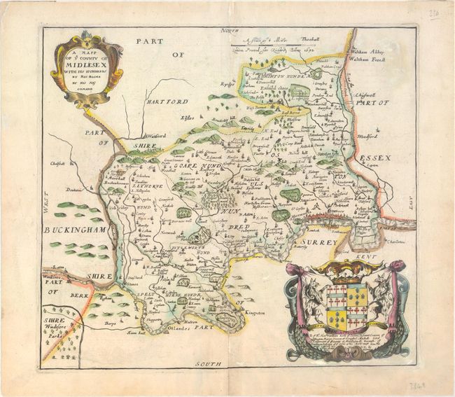 A Mapp of ye County of Midlesex with Its Hundreds