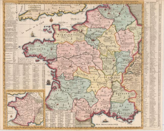 Carte Geographique de France avec des Remarques Curieuses sur l'Ancienne et la Nouvelle Geographie
