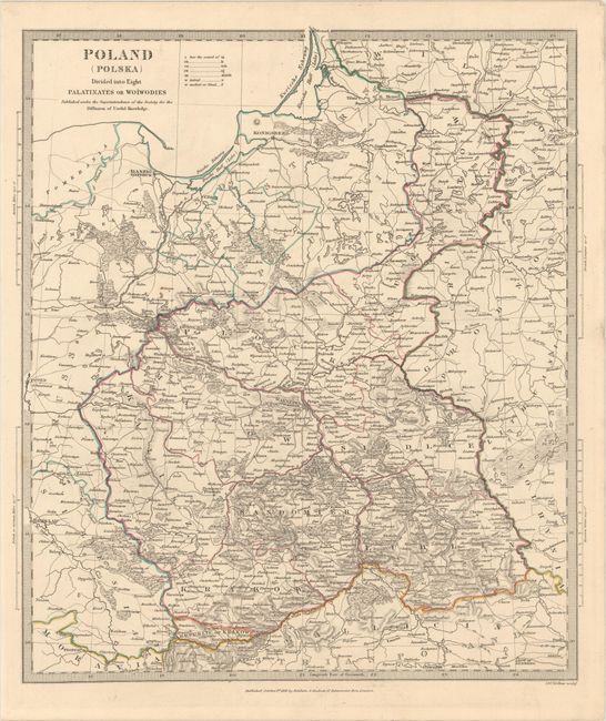 Poland (Polska) Divided into Eight Palatinates or Woiwodies [together with] Warsaw (Warszawa)