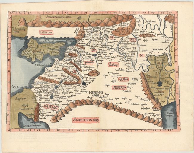 Tabula Quarta Asiae Complectitur Cyprum Insulam, Syriam, Phoeniceam, Iudaeam Palaestinam, Arabiam Petream [Title on Verso]