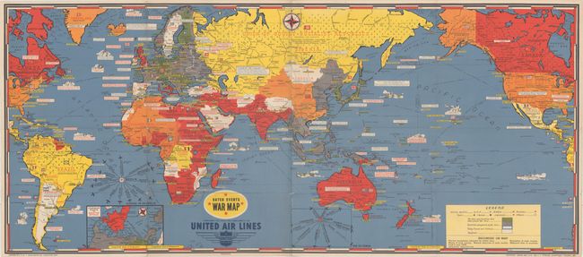 Old World Auctions - Auction 157 - Lot 45 - [Lot of 2] Dated Events War Map  [and] Dated Events Map of World Victory V-e Day V-j Day Edition