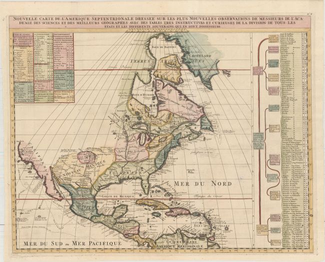 Nouvelle Carte de l'Amerique Septentrionale Dressee sur les Plus Nouvelles Observations de Messieurs de l'Academie des Sciences et des Meilleurs Geographes...