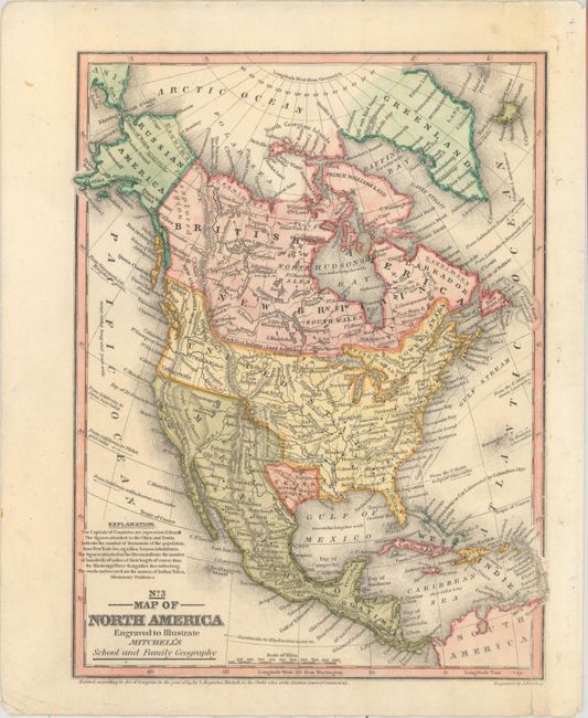 No. 3 Map of North America Engraved to Illustrate Mitchell's School and Family Geography