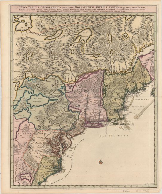 Nova Tabula Geographica Complectens Borealiorem Americae Partem; in qua Exacte Delineatae sunt Canada sive Nova Francia, Nova Scotia, Nova Anglia, Novum Belgium, Pensylvania, Virginia...