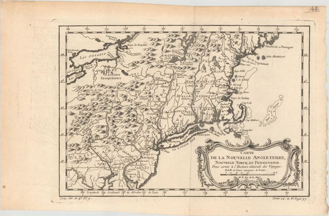 Carte de la Nouvelle Angleterre, Nouvelle Yorck, et Pensilvanie. Pour Servir a l'Histoire Generale des Voyages