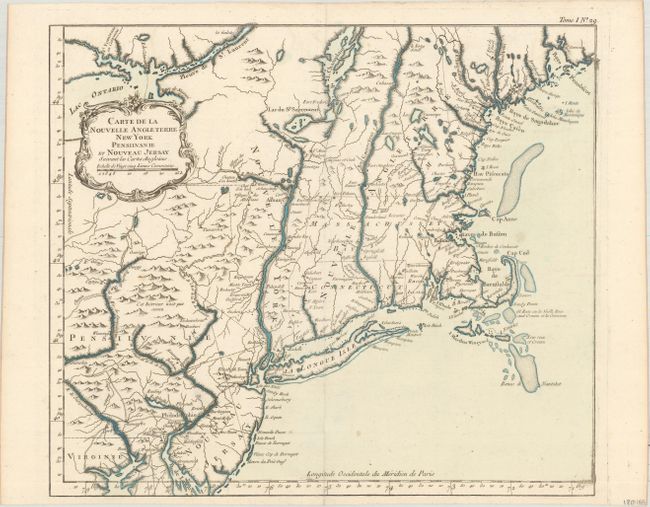 Carte de la Nouvelle Angleterre New York Pensilvanie et Nouveau Jersay Suivant les Cartes Angloises