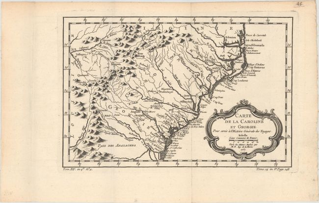 Carte de la Caroline et Georgie. Pour Servir a l'Histoire Generale des Voyages