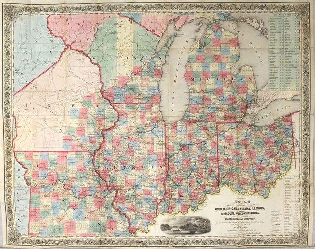 Guide Through Ohio, Michigan, Indiana, Illinois, Missouri, Wisconsin & Iowa. Showing the Township Lines of the United States Surveys... [in] The Western Tourist and Immigrant's Guide