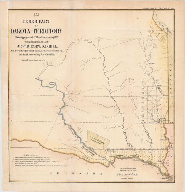 Ceded Part of Dakota Territory Showing Progress of U.S. Land Survey During 1862...