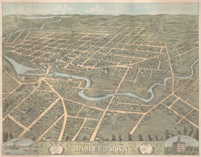 "Birds Eye View of the City of Jamestown Looking North West" by