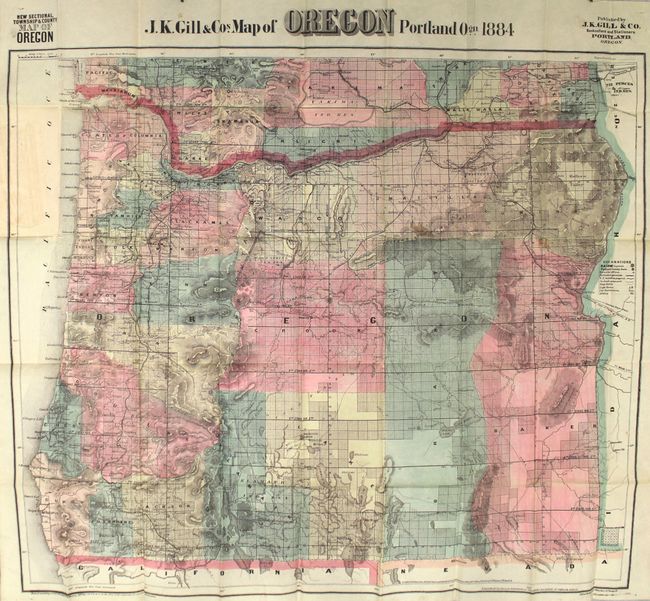 J.K. Gill & Cos. Map of Oregon Portland Ogn. 1884