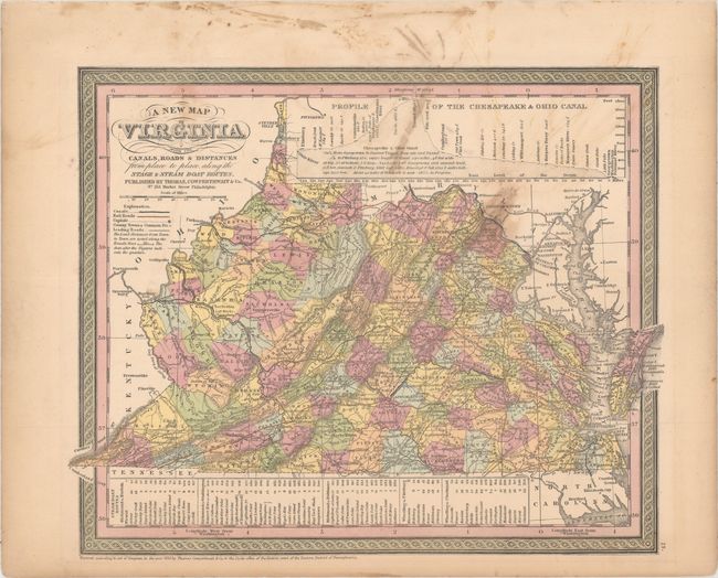 A New Map of Virginia with Its Canals, Roads & Distances from Place to Place, Along the Stage & Steam Boat Routes