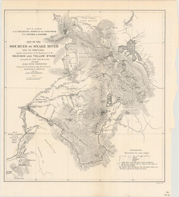 Map of the Sources of Snake River, with its Tributaries together with Portions of the Headwaters of the Madison and Yellow Stone