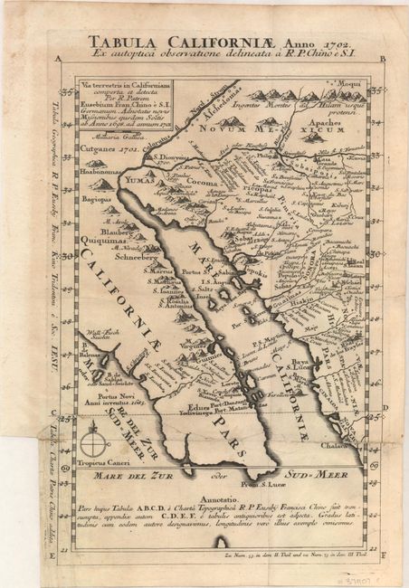 Tabula Californiae, Anno 1702. Ex Autoptica Observatione Delineata a R.P. Chino e S.I.