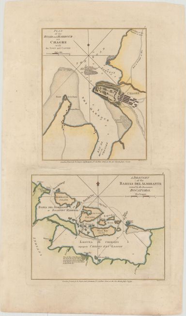 Plan of the Road and Harbour of Chagre with the Town and Castle [on sheet with] A Draught of the Bahias del Almirante Named by the Buccaniers Bocatoro