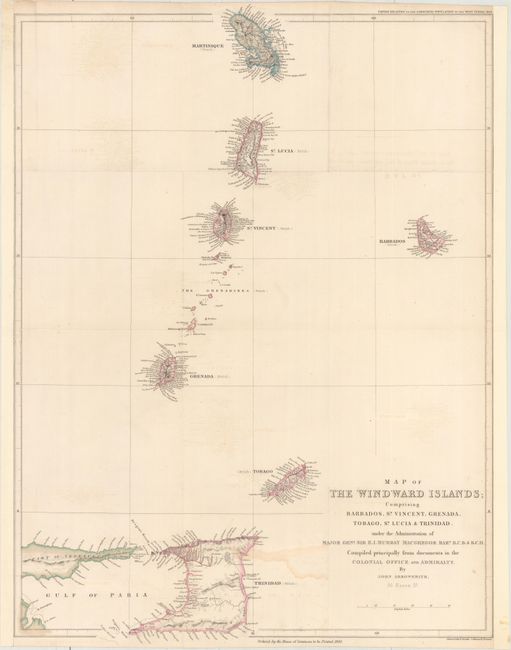 Map of the Windward Islands; Comprising Barbados, St. Vincent, Grenada, Tobago, St. Lucia & Trinidad...