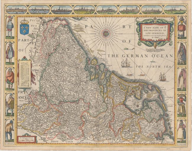 A New Mape of ye XVII Provinces of Low Germanie, Mended a New in Manie Places