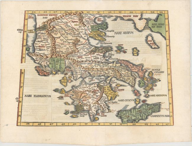 Europae Tabula Decima Continet Macedoniam, Epyrum, Achaiam, Peloponesum, & Cretam Insulam [Title on Verso]