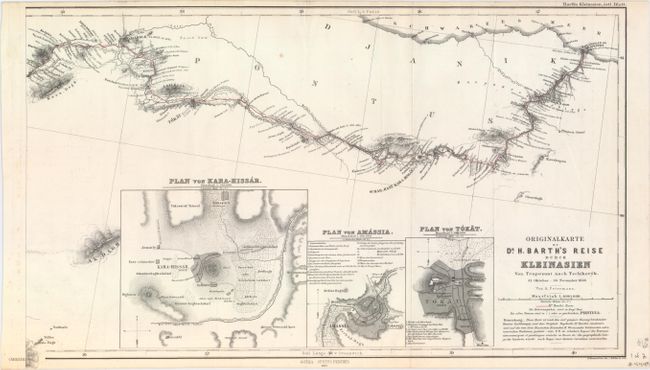 Originalkarte zu Dr. H. Barth's Reise durch Kleinasien von Trapezunt nach Tschikoryk, 31. Oktober-20. November 1858 [and] von Tschikoryk nach Ssoghud, 21. Nov.-18. December 1858
