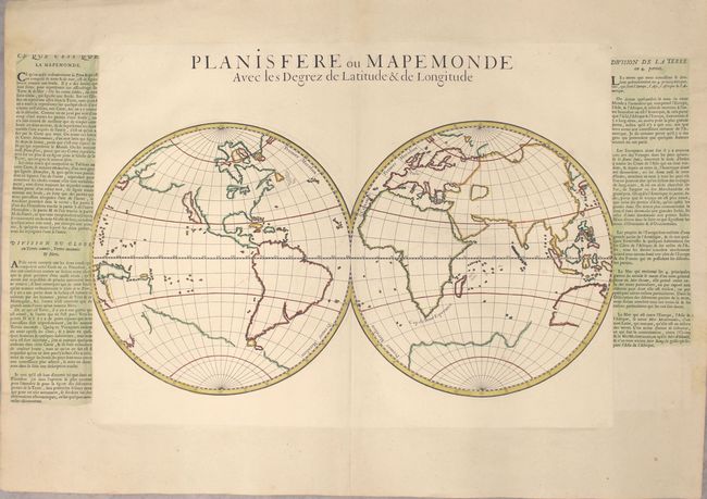 Planisfere ou Mapemonde avec les Degrez de Latitude & de Longitude