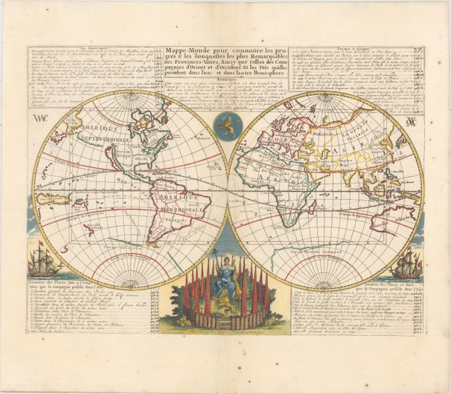 Mappe-Monde pour Connoitre les Progres & les Conquestes les Plus Remarquables des Provinces-Unies...