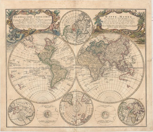 Planiglobii Terrestris Mappa Universalis Utrumq Hemisphaerium Orient et Occidentale... / Mappe-Monde qui Represente les Deux Hemispheres Savoir Celui de l'Orient et Celui de l'Occident...