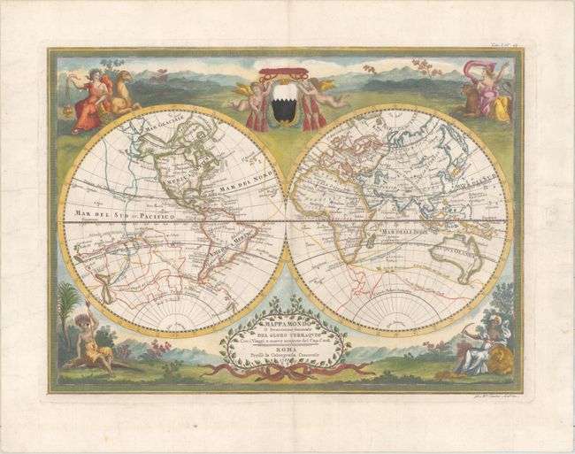 Mappamondo o Descrizione Generale del Globo Terraqueo con i Viaggi e Nuove Scoperte del Cap. Cook