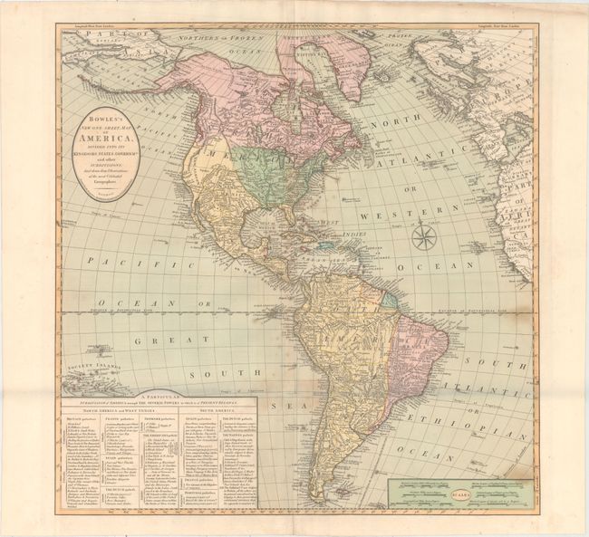 Bowles's New One-Sheet Map of America, Divided Into Its Kingdoms, States, Governmts. and Other Subdivisions...