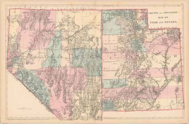 County and Township Map of Utah and Nevada