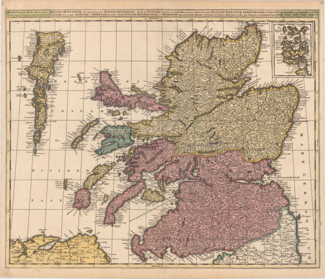 Regnum Scotiae, seu pars Septent: Magnae Britanniae, Divisa in Scotiam Septent: et Australem, Porro Autem in Comit: Rossiam Moraviam, Argatheliam et Gallo Vidiam...