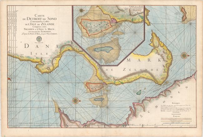 Carte du Detroit du Sond Contenant les Costes de l'Isle de Zelande Comprises Entre Nicopen et l'Isle de Meun, et Celles du Schonen...