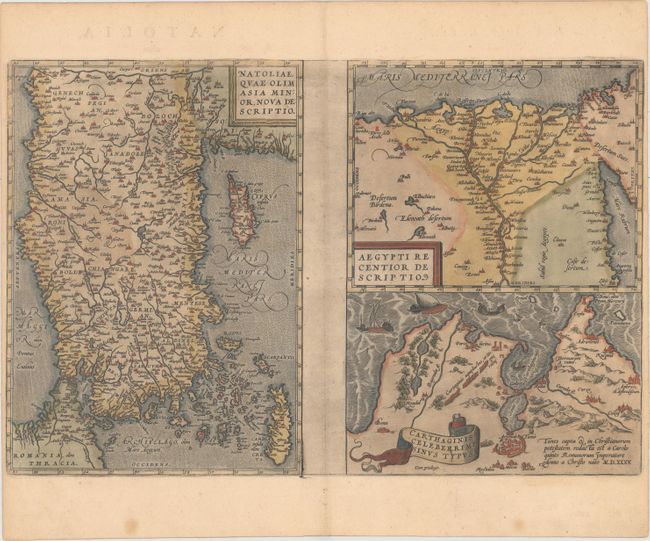 Natoliae, quae Olim Asia Minor, Nova Descriptio [on sheet with] Aegypti Recentior Descriptio [and] Carthaginis Celeberrimi Sinus Typus