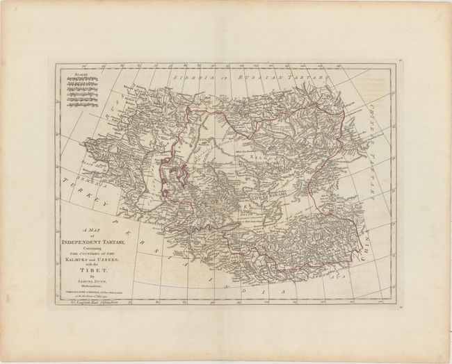 A Map of Independent Tartary, Containing the Countries of the Kalmuks and Uzbeks, with the Tibet