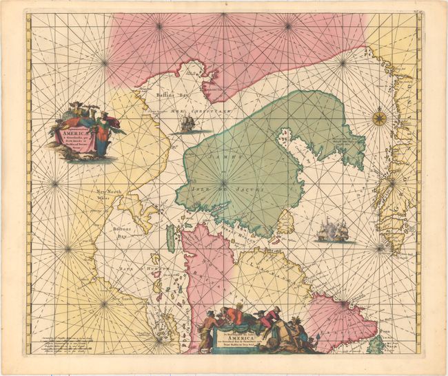 Septemtrionaliora Americae a Groenlandia, per Freta Davidis et Hudson, ad Terram Novam / De Noordelyckste Zee Kusten van America van Groenland door de Straet Davis ende Straet Hudson tot Terra Neuf