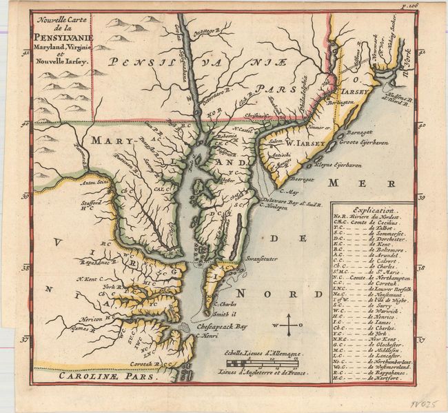 Nouvelle Carte de la Pensylvanie Maryland, Virginie et Nouvelle Iarsey