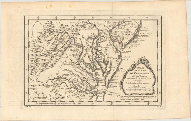 Carte de la Baye de Chesapeack et Pays Voisins pour Servir a l'Histoire Generale des Voyages Tiree des Meilleures Cartes Angloises