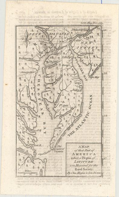 A Map of That Part of America Where a Degree of Latitude Was Measured for the Royal Society: by Cha. Mason, & Jere. Dixon