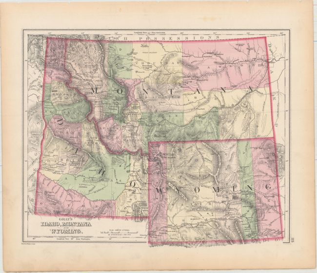 Gray's Idaho, Montana and Wyoming [on verso] Utah