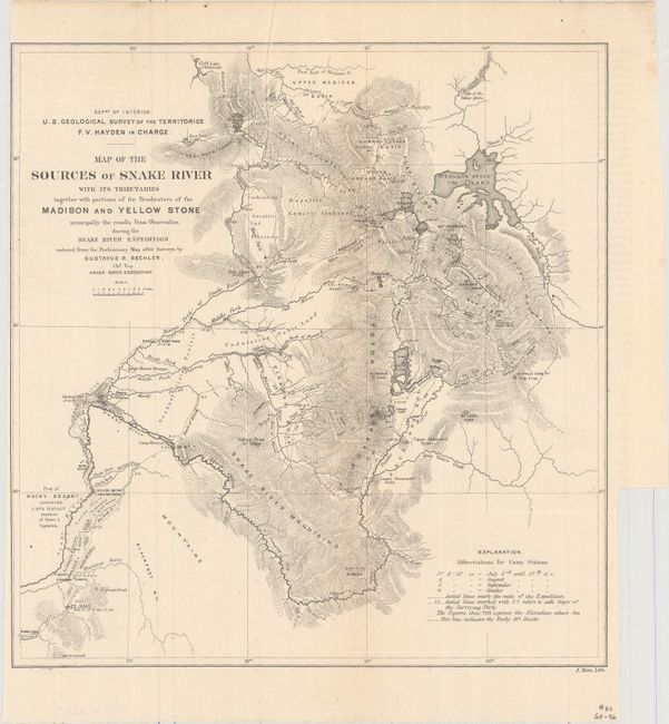 Map of the Sources of Snake River, with Its Tributaries Together with Portions of the Headwaters of the Madison and Yellow Stone