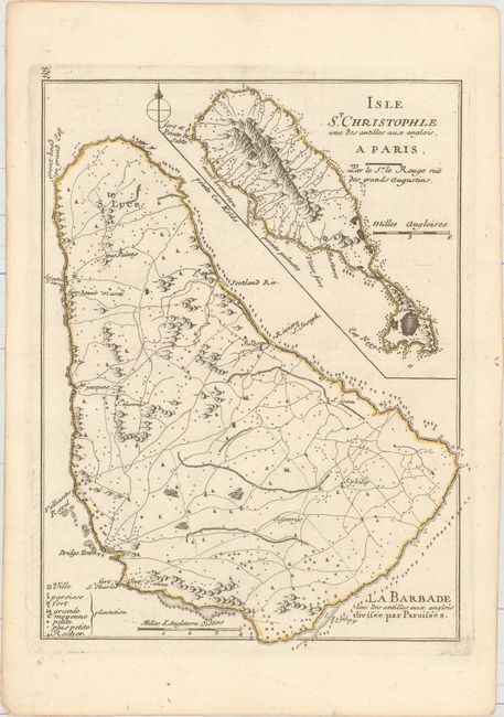 Isle St. Christophle une des Antilles aux Anglois [on sheet with] La Barbade une des Antilles aux Anglois Divisee par Paroisses